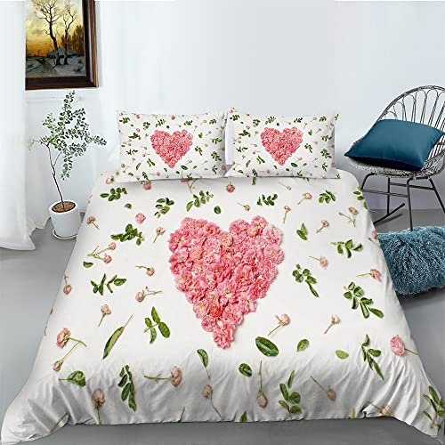 King Size Bedding Sets Antique White Botanical Rose Breathable Kingsize Duvet Cover Sets with Zipper and 2 Pillowcases 19x29(50x75cm),King Size Duvet Cover Sets 90x86(230x220cm)