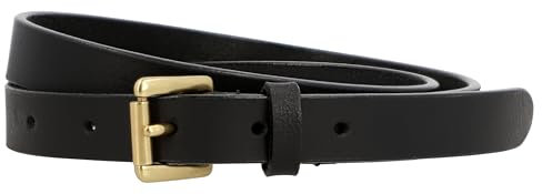 Gusti Gürtel Leder- Sarina Damen schlichter schmaler Ledergürtel mit goldener Schnalle Hüftgürtel Accessoires Schwarz (80)