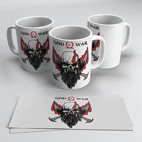 newseny God Of War - Taza con dibujo de God of war de Ceramica | 330ml Regalo Gamer (God Of War - Blanco)