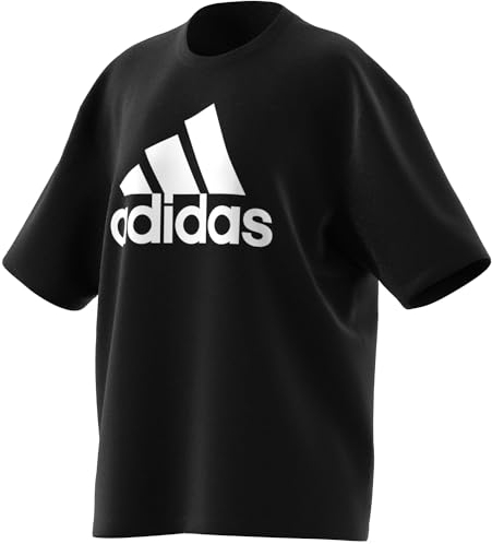 adidas Damen Essentials Big Logo Boyfriend Tee, Black/White, L