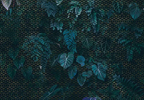 decomonkey Premium Fototapete Geometrisch Abstrakt 400x280 cm Tapete Fototapeten Vlies Tapeten Vliestapete Wandtapete Moderne Wand Wandbild Schlafzimmer Wohnzimmer Pflanzen Natur Büro Flur Türkis