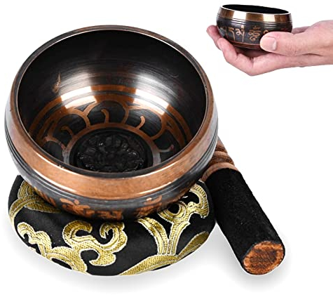 Tibetan Singing Bowls Meditation Set: Large Singing Bowls Set of 3 Pcs with Singing Bowl and Silk Cushion and Mallet, Sound Healing Bowl Meditation Set for Meditation, Yoga, Chakra, Meditation Gifts
