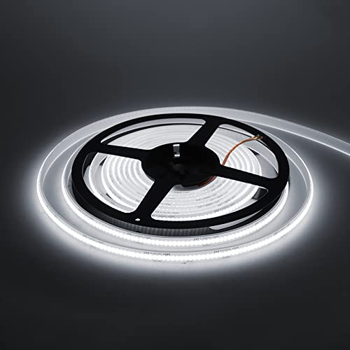 Wisada COB LED Streifen 6m, 24V Wasserdichte IP68 LED Lichtband, 320LEDs/m Superhell Flexibler Kaltweiß COB LED Band, rot/weiss 2-adrig LED Lichterketten für Aquarium, Schwimmbad