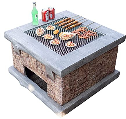 Outdoor Feuerstelle Imitation Stein Outdoor Holz Feuerstelle Sets, Hinterhof Terrasse Garten Kamin BBQ Grill Herd, Magnesia Material, Anti-Frieren und Hitzebeständig