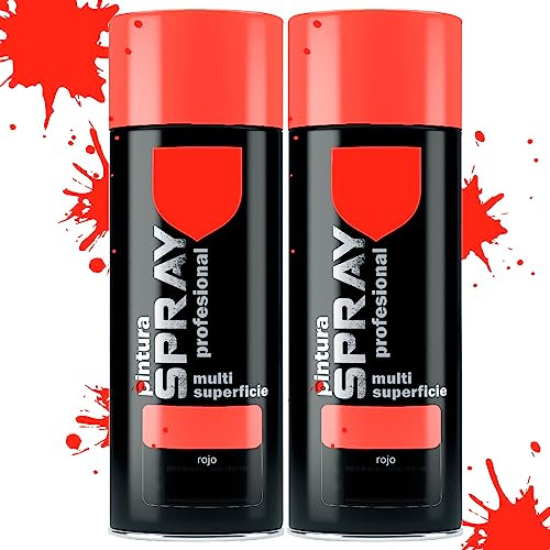 various Pintura Spray Rojo Salmón Brillo Multisuperficie, 2 x 400 ml | Aerosol Rojo Salmón brillante para metal, madera, cartón, cerámica, yeso y plástico, uso interior y exterior