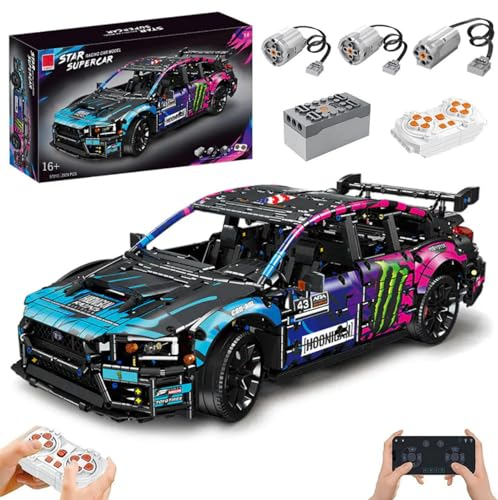 Technik Auto Mit Motoren Set, 1:10 Modellbausatz, 2978 Teile Klemmbausteine Groß MOC Set, Kompatibel Mit Subaru Impreza WRX STI
