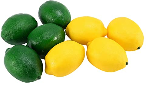 Kopinma Artificial Lemon Lifelike Fruit for Vase Filler, Home Kitchen, Decoration and Photo Props, 8 Pcs in Yellow and Green