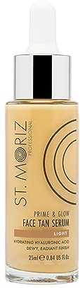 St. Moriz Professional Prime and Glow Face Tan Serum - 2-in-1 Selbstbräuner und Grundierung - heller Teint- mit Hyaluronsäure und Squalan - Dermatologisch getestet, ohne Tierversuche - 25ml