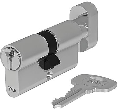 Yale 10-0553-4545-CK-2211 500 Series Plus Rotary Knob-45/45-Satin Euro Profile Cylinder, Satin Nickel, 45/45