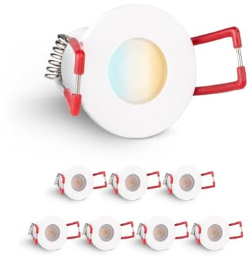 LongLife LED 8er Set Einbaustrahler Mini 3W CCT 2700K-6500K 2700K weiß RAL 9016 IP65 Dimmbare Strahler für Terrassenüberdachung, Carports, Dachüberständen