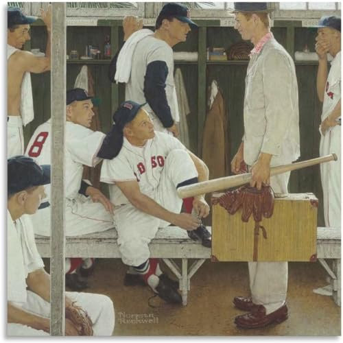 LVTFCO Berühmte Poster und Drucke von Norman Rockwell „The Rookie“, Gemälde von Norman Rockwell, Leinwand-Wandkunst für Zuhause, Kunst, Bilder, Dekor, 50 x 50 cm x 1, ohne Rahmen