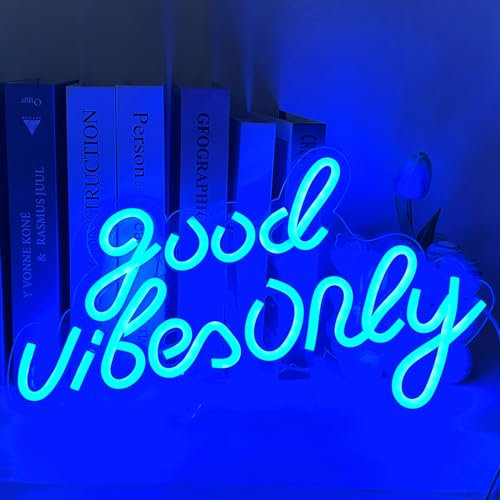 UExnkj-Y Good Vibes Only Neon Signs Bleu Neon Signes LED Neon Light Signs Néon LED Déco pour Noël, Anniversaire, Mariage Fête, Graduation Fête, Chambre, Bar Décor Cadeau