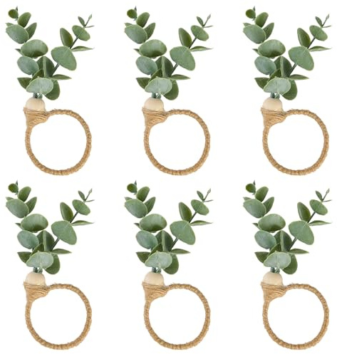 APTWOW Napkin Rings Set of 6, Easter Napkin Rings, Wood Bead Farmhouse Napkins Rings for Weddings Easter Party and Easter Table Decoration