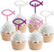 12 Stück Holz Cupcake Toppers Kommunion Mädchen, Tortendeko Konfirmation Mädchen, Holz Fische Cake Topper Kommunion Taufe Deko für Erstekommunion Deko, Taufe Party Dekoration (Fisch Rose)