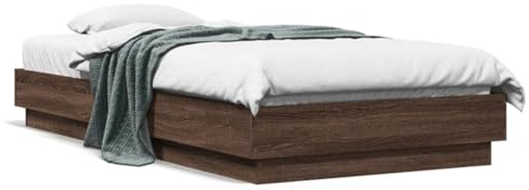 UTSRABFA Palettenbetten Bettgestell Etagenbetten Tagesbetten Bettgestell Braun Eichen-Optik 90x190 cm Holzwerkstoff Geeignet für Wohnungen, Schlafzimmer, Arbeitszimmer, Büros