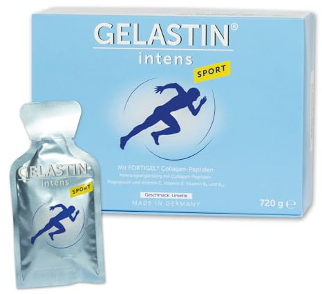 GELASTIN® intens Sport | 30x 24 g | Hochkonzentriertes Gel zur Direkteinnahme | Limette | FORTIGEL® Collagen-Peptide | Mit Magnesium, Vitamin C, E, B6, Thiamin, Folsäure & Vitamin B12