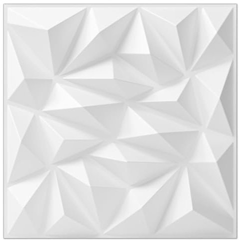 Grace Baltic - 30 Stück 3D Wandpaneele Diamant Hochsteifes PVC, 30 x 30 cm, Wasserfest, Hitzebeständig, Geruchsneutral, 3D Wandpaneele Dekoren Wandverkleidung Deckenpaneele (‎Weißer Kristall)