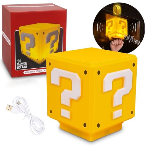 PASLFC 3D Icon Light Night Lights,Fragezeichen Block Lampe,Würfel Lampe mit Sound,3D Fragezeichen Lampe Würfel,3D Icon Fragezeichen Nachtlicht,Fragezeichen Lampe Geschenk,LED Nachtlicht Kinder