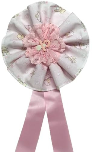 PuntoCasaStore COCCARDA Fiocco Nascita Ciuccio Gesso Rosa Femmina DIAM.20 CM Decorazione Idea Regalo