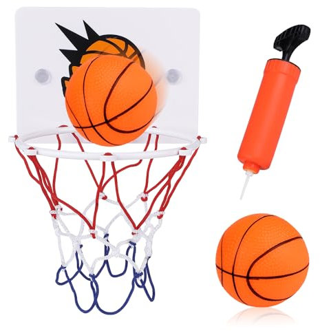 PEOVLVN Mini panier de basket-ball pour chambre à coucher, panier de basket-ball pour enfants avec 2 paniers de basket-ball muraux à ventouse pour bureau, jeux de sport d'intérieur