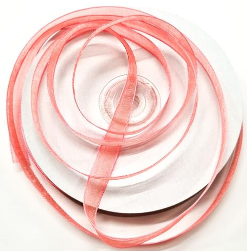 CaPiSo 10mm Organzaband Schleifenband Geschenkband Chiffonband Organza (Apricot-Lachs, 50m)