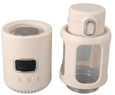 Chauffe-biberon Portable, 350 ML en Acier Inoxydable et Verre USB sans Fil à Chauffage Rapide pour Voiture de Voyage 10 000 MAh, Tasse Isolée Idéale pour la Maison, Le Bureau ou