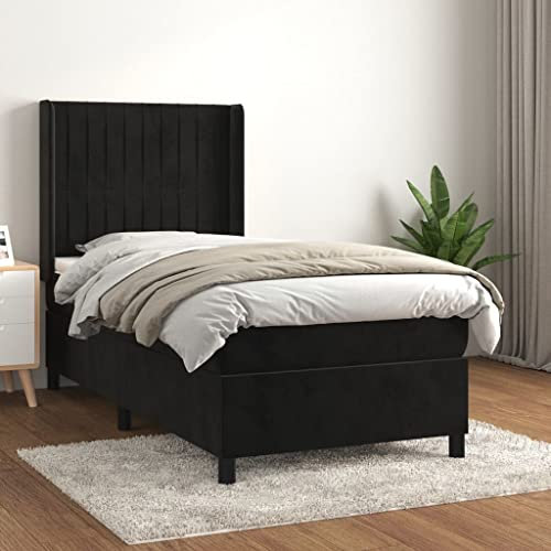 qohoio Boxspringbett mit Matratze Schwarz 90x190 cm Betten Bett Mit Matratze Bett Boxspringbett Schlafzimmer MöBel Samt