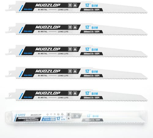 MUOZLOP 5 Pack 300mm Säbelsägeblätter Set，8+10TPI Sägeblätter für Säbelsäge，für Metall Säbelsägeblätter (5, 8+10TPI 300mm)