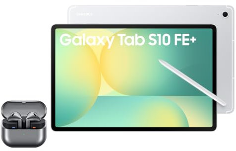 Samsung Galaxy S10 FE+ Android Tablet, Wifi, 128GB Storage, 8GB Memory, 13.1 Display, Silver with Galaxy Buds3, Silver (UK Version)
