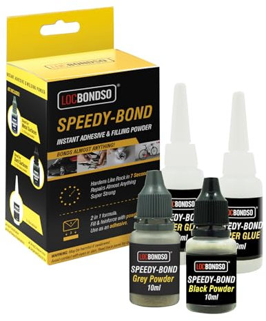 LOCBONDSO Speedy-Bond: Schweißpulver+Sekundenkleber extra stark – Kann geschliffen, gebohrt, lackiert und poliert werden，Geeignet für Kunststoff, Stein, Keramik, Metall, Holz uvm