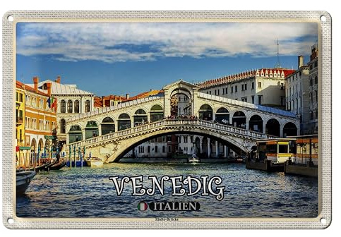 Blechschild Venedig | Italien | Rialto-Brücke | Dekoration | 18 cm x 12 cm