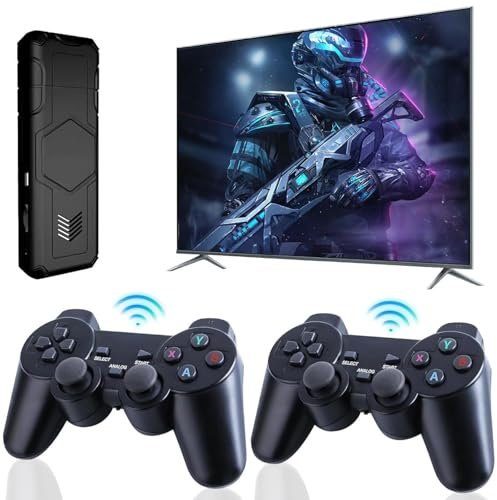 Y5 Retro Game Console with 2 Wireless Controllers,Nostalgia Game Stick with 48+ Emulators,51000 Classic Games,2.4GHz for TV, Gaming Console Support Multiplayer,Plug & Play with 4K Video HDMI (128g)