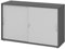 bümö Schiebetürenschrank 2OH - Aktenschrank abschließbar, Sideboard Schrank mit Schiebetüren in Graphit/Grau, Bogengriff - Büroschrank aus Holz mit Schiebetür, Büro Kommode für Ordner & Co.