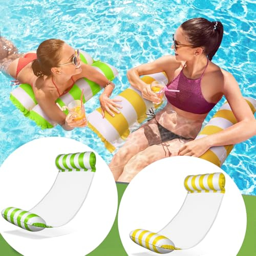 Sitbfoam Lot de 2 matelas gonflables - Accessoires de piscine - 4 en 1 - Pour piscine - Plage - Pour adultes et enfants - Vert