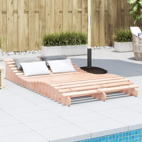 Qnhdfrt Lettino prendisole in legno massiccio di Douglas per giardino, terrazza e piscina – Robusto lettino per esterni con forma ergonomica a S e design a doghe