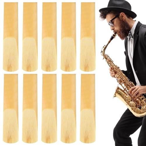 10 Stück Alto Saxophonblätter Stärke 2.5 | Professionell Dünne Spitze | Fortschrittliche Schneidetechnik für Anfänger & Spieler