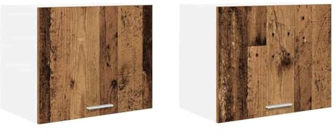 vidaXL Hängeschrank mit Tür 2 pcs Altes Holz und Weiß 50 x 31 x 40 cm, Großzügiger Stauraum, Moderne Küchenschränke, robust, rechteckiges Design, clevere Innenorganisation