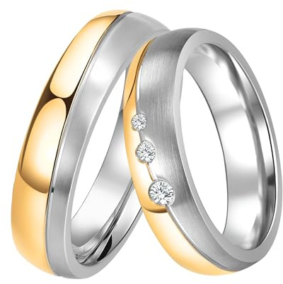 DOOSTI Partnerring/Trauring – BICOLOR Chirurgischer Edelstahl 316L Gelbvergoldet - Damen und Herren Variante - NEUHEIT November 2025