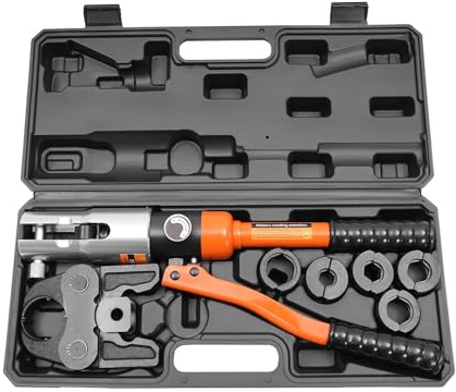 10T Hydraulische Presszange, Profi Presszange M/Y-Kontur 12-15-18-22-28 Set und TH Molds 16-20-26-32, 360° drehbarem Kopf für Kupferrohr Edelstahlrohr C-Stahlrohr (TH-Werkzeuge)