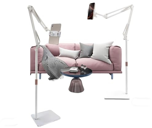 Tablet Bodenständer,Tablet Halteung Boden [Flexibl Höhen&Winkelverstellbar] | 360° drehbar, Faltbarem, Tablet Ständer Halter, für iPad Pro/Air/Mini, Kindle, 4,7-13