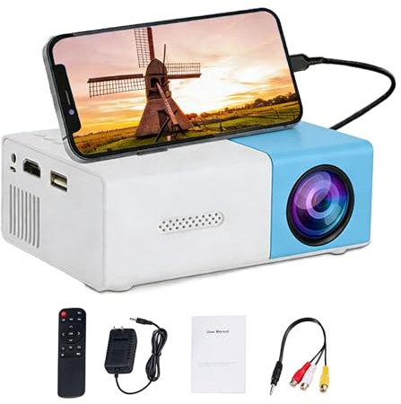 FONCBIEN Portable Mini Projector, Home Theater Movie Projector Outdoor Indoor Movie Projector Compatible with iOS, Android, Tablet, PC, TV Box for Home Theater and Camping