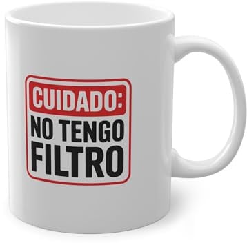 Mugy - Tazas Graciosas Con Frase Divertida Cuidado No Tengo Filtro | Tazas Originales Para Regalo Amigo Invisible, Compañeros de Trabajo o Cumpleaños