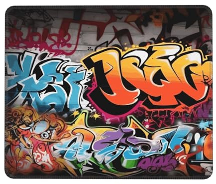 Mauspad, Computer-Mauspad mit rutschfester Gummiunterseite, Graffiti, Hip-Hop-Mauspad, waschbar, Gaming-Mauspad, tragbares Tastatur-Pad für Laptop, Büro, Zuhause, 17,8 x 21,8 cm
