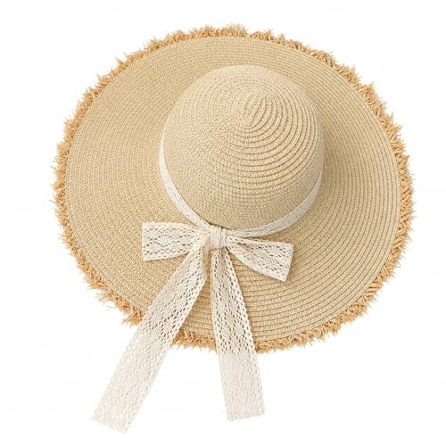 GEEKPC Straw Sun Hats for Women Effectively Blocks Ultraviolet Rays Effective Heat Dissipation Dry & Breathable Adjustable Hat Circumference Suitable for Beach Vacation Travel & Outdoor Wedding