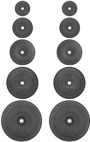 Hantelscheiben hochwertige Kunststoff Zement 30mm Bohrung Gewichte Auswahl: 2x1,25kg / 2x2,5kg / 2x5kg / 2x10kg / 2x15kg (2 x 15 Kg)