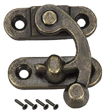 sourcing map Antique Vintage Lock Clasp Right Latch Hook Hasp 33mm x 28mm Swing Arm Latch Plated Bronze, 2 Pcs W Screws
