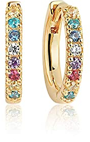 SIF JAKOBS JEWELLERY Creolen Ellera aus vergoldetem 925 Sterling Silber mit Zirkonia | Stärke 2 mm