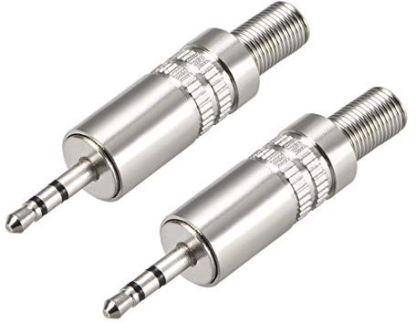 sourcing map 2.5mm Stereo Male Jack Solder Connector Audio Video Cable Power Adapter Zinc Alloy 2Pcs