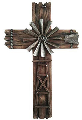 Kreuz Wandbehang Wohnkultur - Westernkreuze Wanddekor Windmühlenkreuz - Kruzifix Wandkreuz groß aus Polyresin - Dekorative Familienkreuze Wanddekor - Kruzifix Wandkreuz Modern