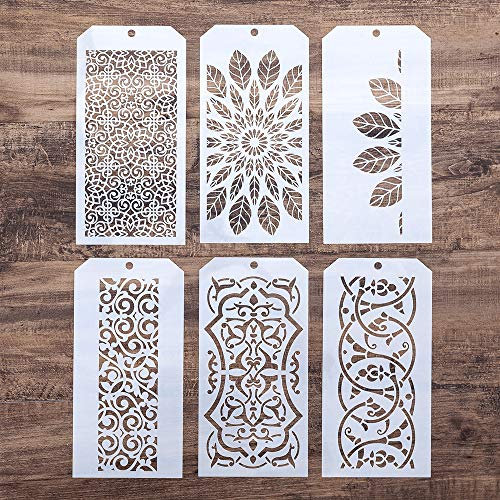 SLGIFT Dekorative Schablone für Scrapbooking Malerei auf Wand Möbel Basteln, 6 Stück (Bordüre)